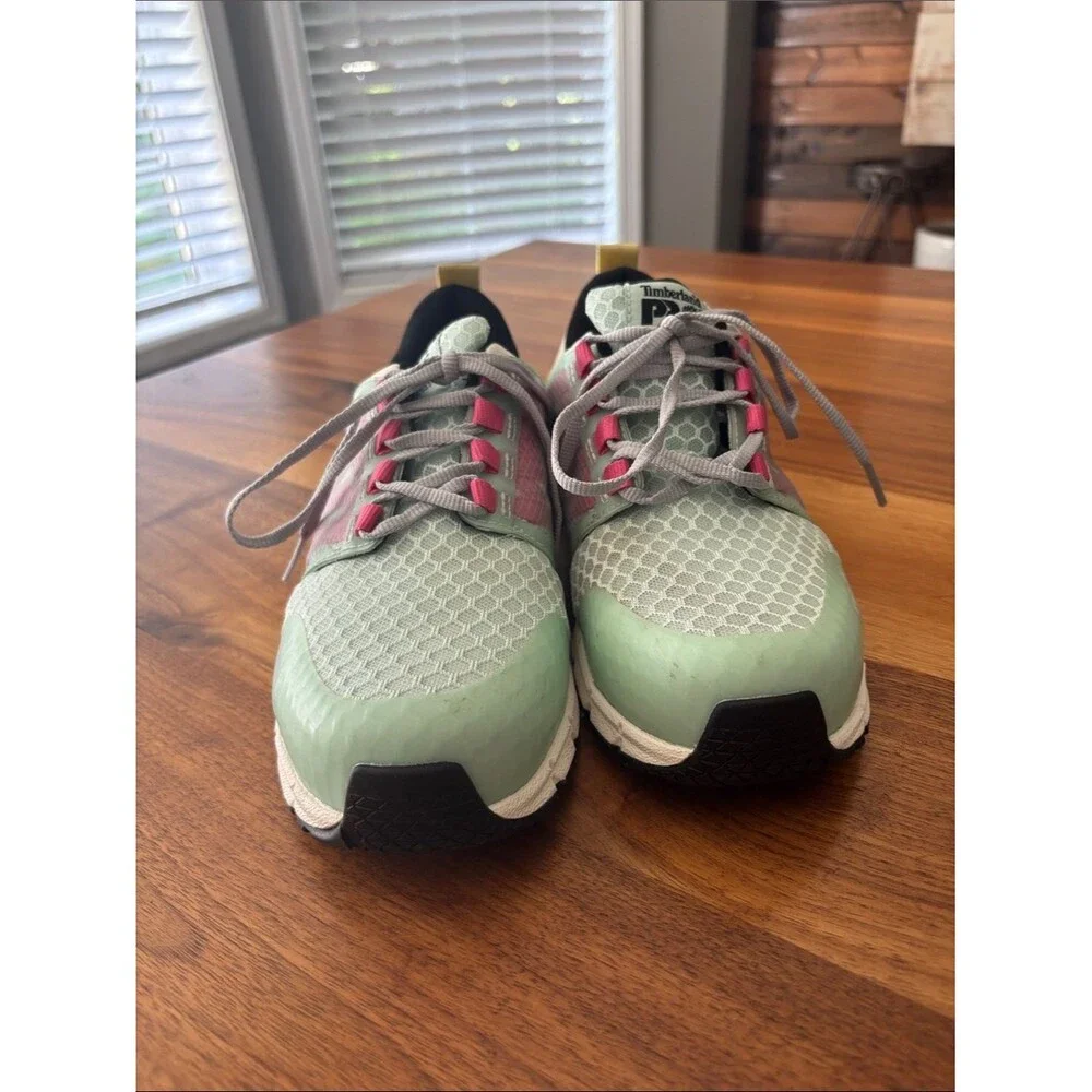 Timberland PRO Radius Comp Toe Pink Green Work Utility Sneaker Shoes Size 8